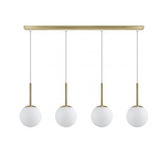 Lámpara lineal latón bolas cristal opal