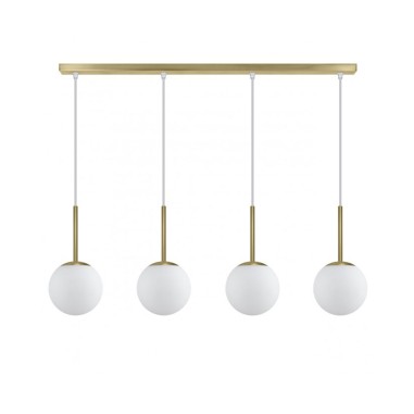 Lámpara lineal latón bolas cristal opal
