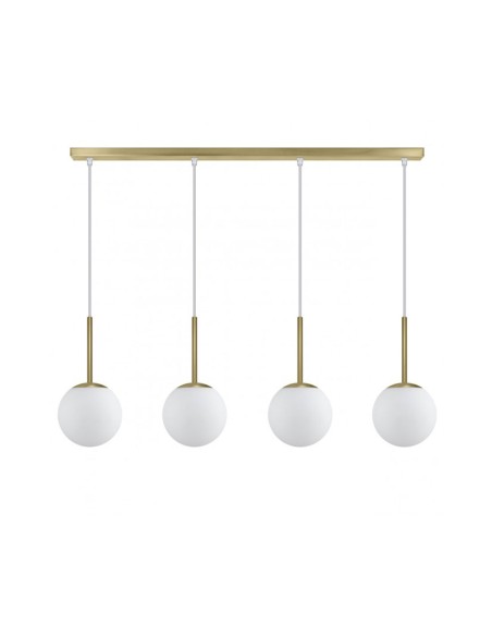 Lámpara lineal latón bolas cristal opal