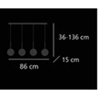 Lámparas Lineal Latón con 4 Tulipas Bola