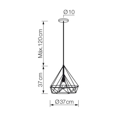Lámpara de Varilla Negra 37 CM