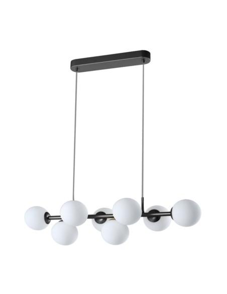 Lámpara alargada mesa salón 8 luces negra