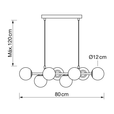 Lámpara Salón Dorada con Bolas 8 Luces