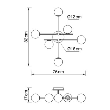 Plafón de Techo con Bolas Oro Pintura
