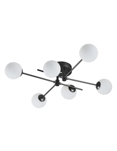 Plafón de techo negro con 6 bolas