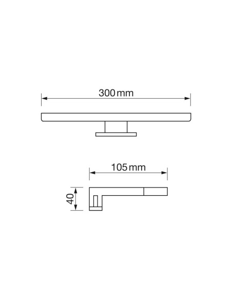 Aplique Espejo Cromo con Travesera y Pinza