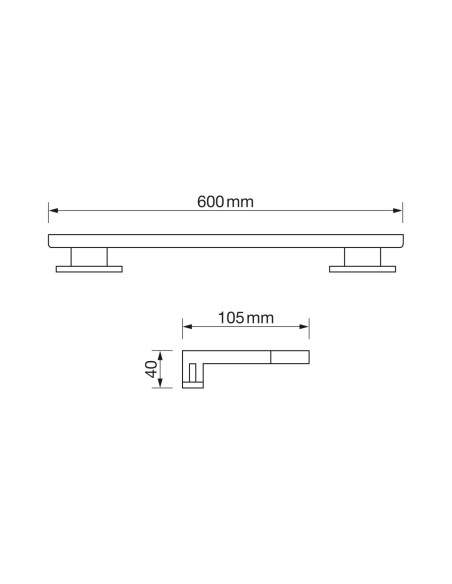 Aplique 60 CM Cromo con Travesera y Pinza
