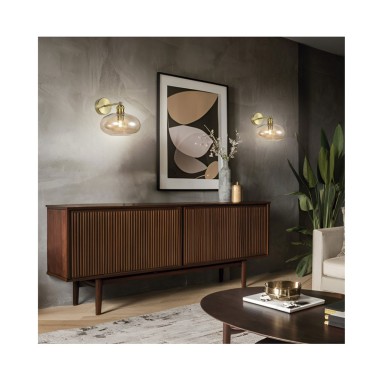 Aplique Latón Tulipa Cristal Ambar