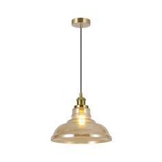 Lámpara colgante cuero cristal ámbar