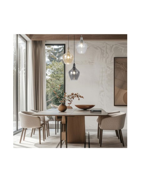 Lámpara Cristal Torneado Níquel Transparente