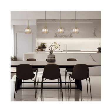 Lámpara Colgante Cuero Negro Bola de 15