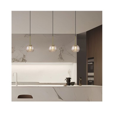 Lámpara Colgante Cuero Negro Bola de 15