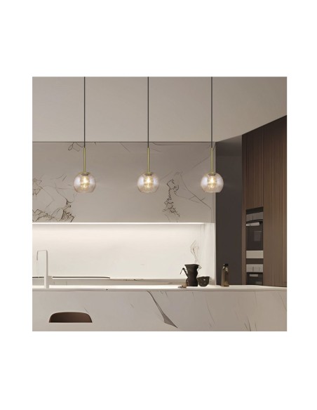 Lámpara Colgante Cuero Negro Bola de 15