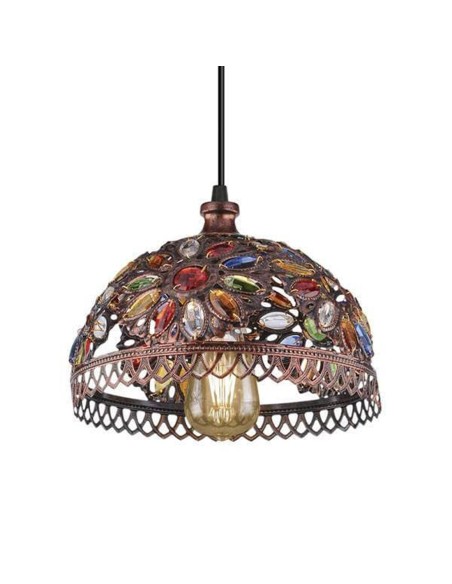 Lámpara moruna con cristales de colores