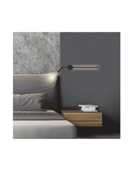 Aplique Led Negro Doble Interruptor Incorporado