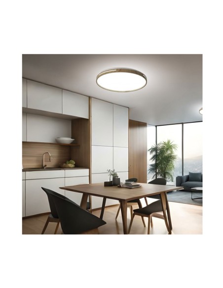 Plafón Led Salón Madera con Selector de Tonalidad de Luz
