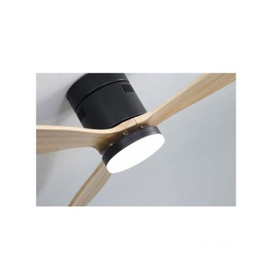 Ventilador Plafón Negro Aspas Madera