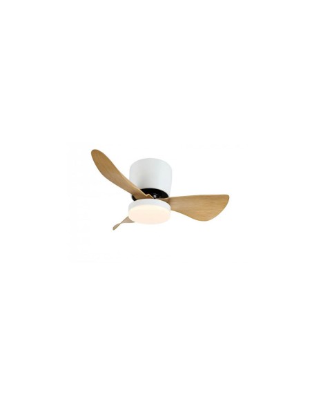 Ventilador juvenil económico blanco y madera