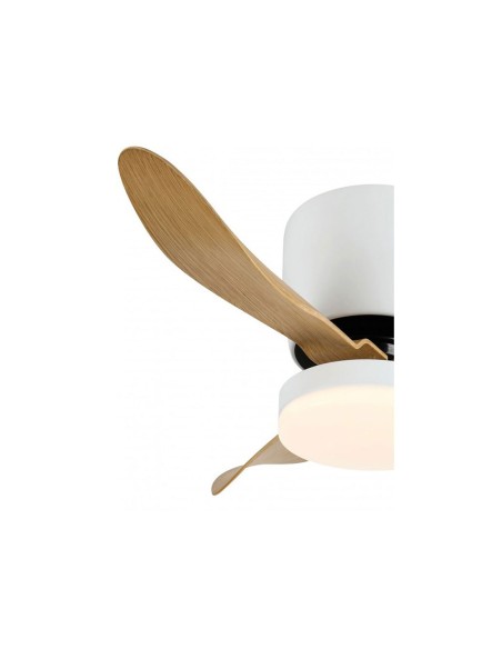 Ventilador Plafón Pequeño Blanco Aspas Color Madera