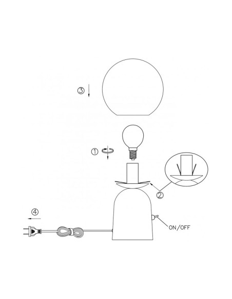 Sobremesa Níquel Satinado Bola Blanca con Interruptor