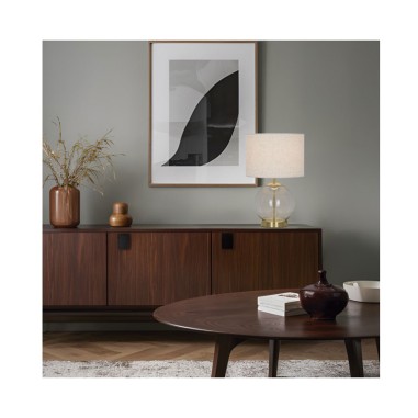 Lámpara de mesa Cristal Latón y Textil