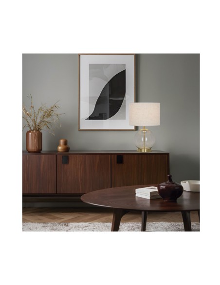 Lámpara de mesa Cristal Latón y Textil