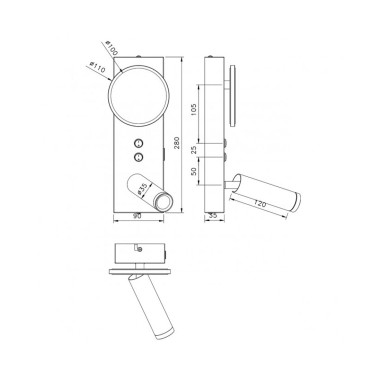 Aplique con Luz Led Negro Latón