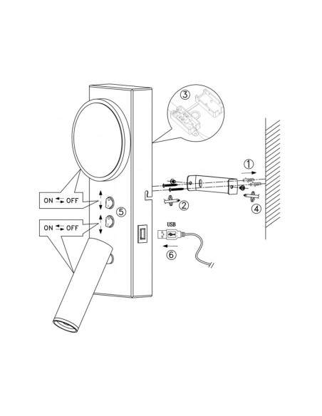 Aplique con Luz Led Negro Latón