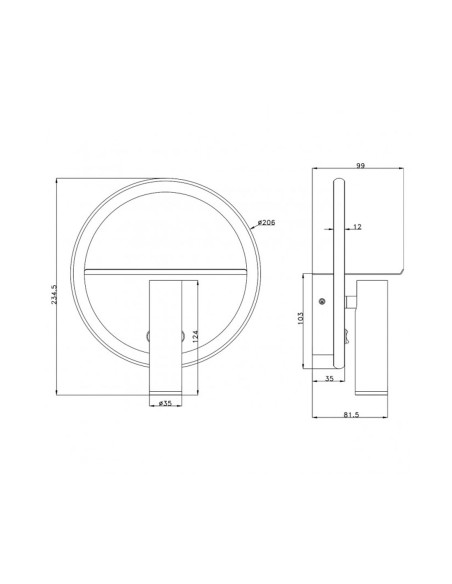 Aplique Dormitorio Moderno Negro Doble Interruptor