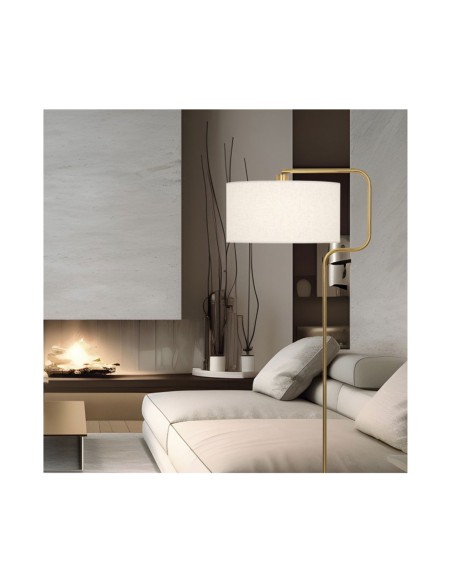 Lámpara de Pie Ahorcado Latón con Pantalla Beige