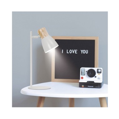 Flexo Sobremesa Nórdico Blanco y Madera
