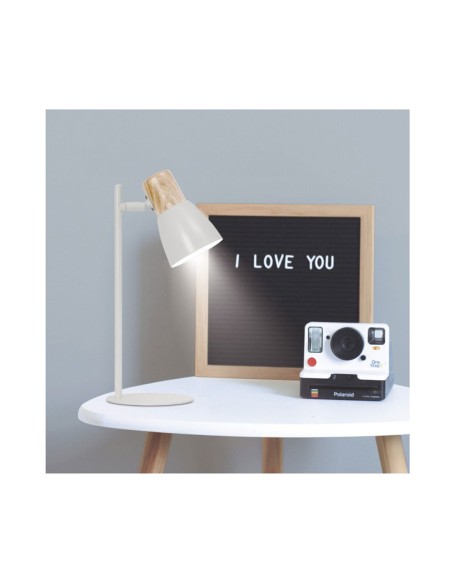 Flexo Sobremesa Nórdico Blanco y Madera