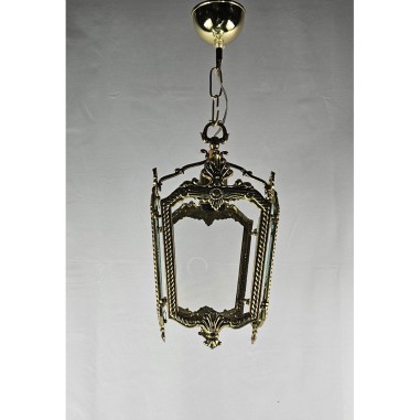 Farol Bronce Clásico 4 Caras con Cristal