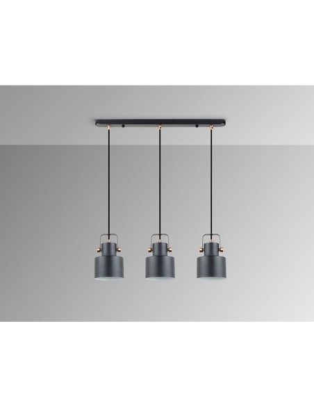 Lámpara de Techo Lineal Negro y Cobre