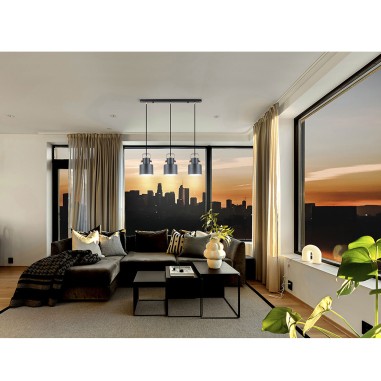 Lámpara de Techo Lineal Negro y Cobre