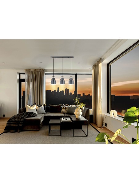 Lámpara de Techo Lineal Negro y Cobre