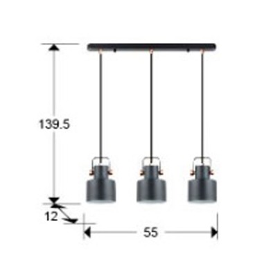 Lámpara de Techo Lineal Negro y Cobre