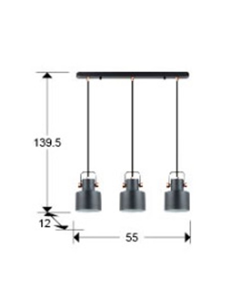 Lámpara de Techo Lineal Negro y Cobre