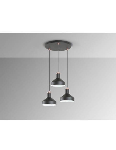 Lámpara Plafón Negra y Cobre