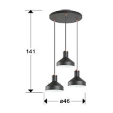 Lámpara Plafón Negra y Cobre