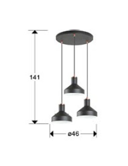 Lámpara Plafón Negra y Cobre