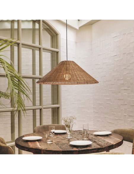 Techo Lámpara Pantalla Ratán Natural
