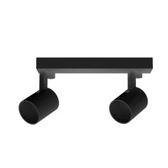 Regleta de 2 focos negros cilindro corto