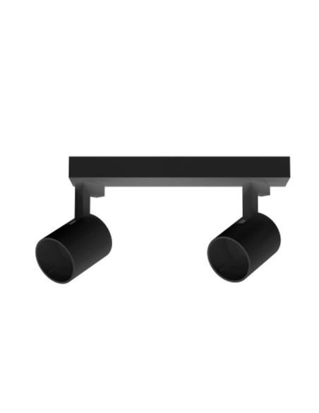 Regleta de 2 focos negros cilindro corto