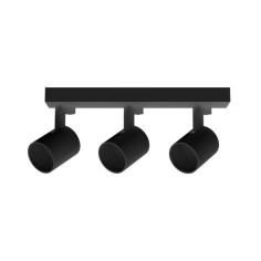 Regleta de 3 luces cilindro negro corto