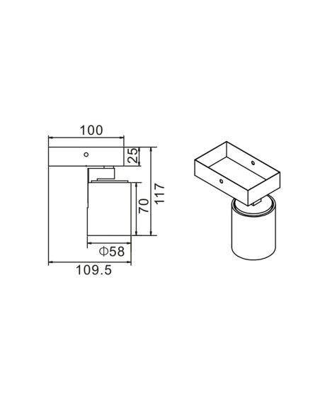Foco Individual Negro Cilindro Corto