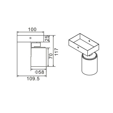 Foco Individual Blanco Cilindro Corto