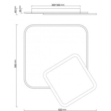 Plafón Diseño Led Doble Cuadrado