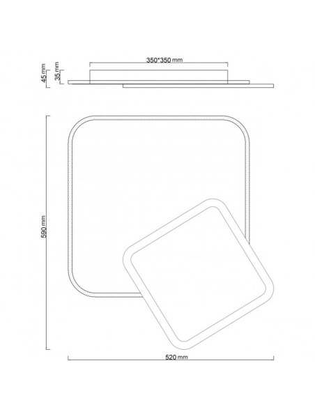 Plafón Diseño Led Doble Cuadrado