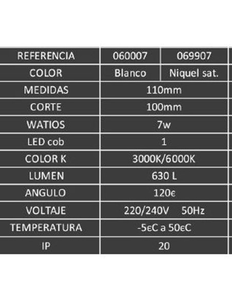 Luminarias para Empotrar Blanca Cob Oferta